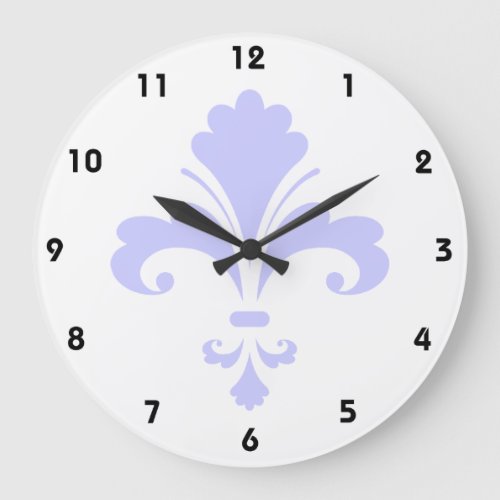 Lavender Blue Fleur_de_lis Large Clock