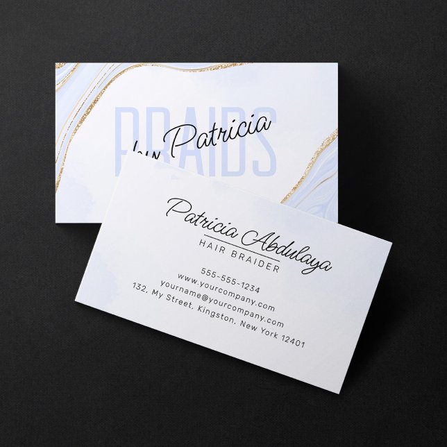 Lavender Blue Gold Glitter Agate Braid Stylist Business Card (Creator Uploaded)