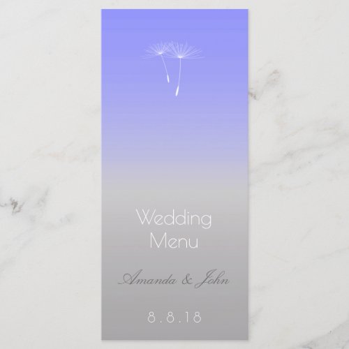 Lavender Blue Gray Ombre Wedding Menu