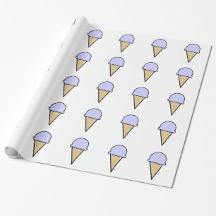 Lavender Blue Ice Cream Cone Wrapping Paper