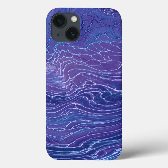 Lavender Blue Lace Marble Acrylic Abstraction  Case-Mate iPhone Case (Back)