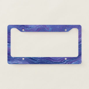 Lavender Blue Lace Marble Acrylic Abstraction License Plate Frame