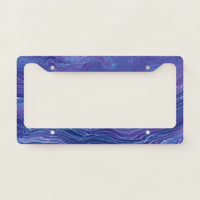Lavender Blue Lace Marble Acrylic Abstraction License Plate Frame (Front)