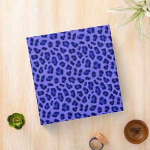 Lavender Blue Leopard Animal Print Skin Pattern  3 Ring Binder