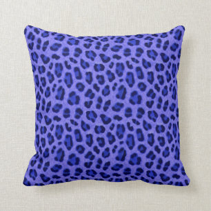 Lavender Blue Leopard Animal Print Skin Pattern Throw Pillow