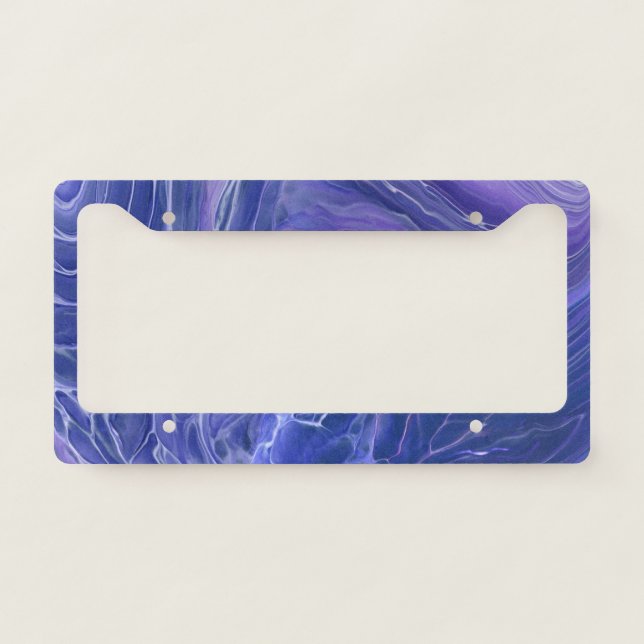 Lavender Blue Marble Acrylic Abstract License Plate Frame (Front)