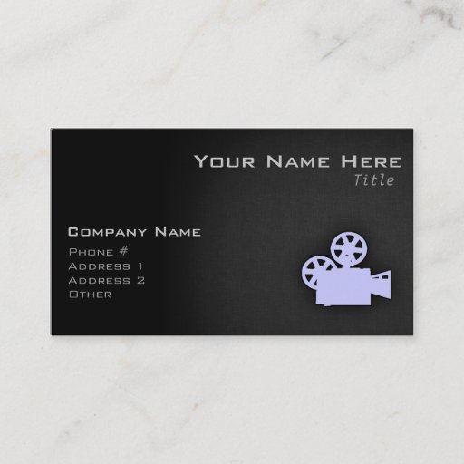 Customizable Lavender Blue Movie Camera Business Card Templates