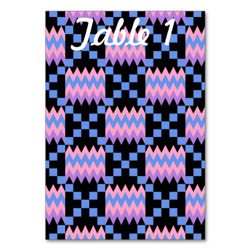 Lavender Blue Pink Kente Wedding Reception Table Table Number