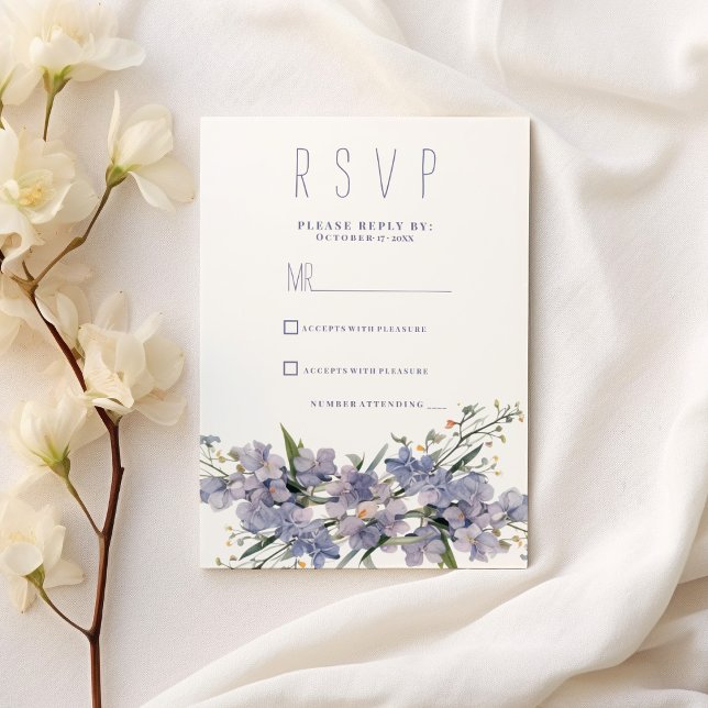 Lavender blue pink mint wildflowers RSVP  Invitation (Lavender blue pink mint wildflowers RSVP)
