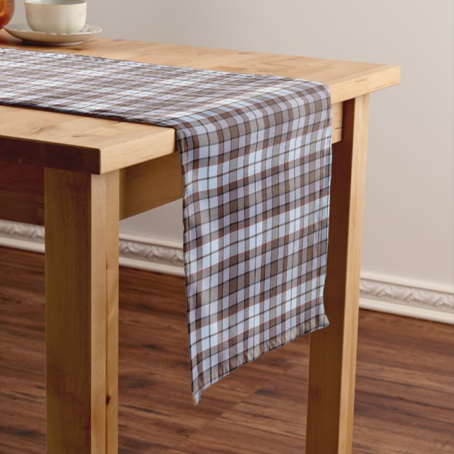 Lavender Blue Plaid Tartan Retro Table Runner (In Situ)
