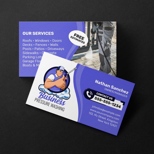 Lavender Blue Pressure Washing Power Wash Cleaning Business Card