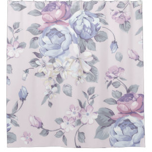 lavender,blue,roses,country,shabby,chic,victorian, shower curtain