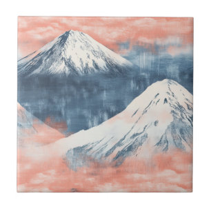 Lavender Blue Snow Mountain Sunset Pattern Ceramic Tile