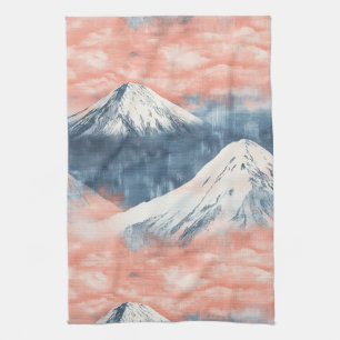 Lavender Blue Snow Mountain Sunset Pattern Kitchen Towel