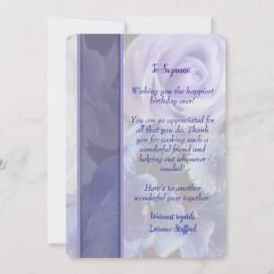 Lavender Blue Spring Rose Floral Birthday Card