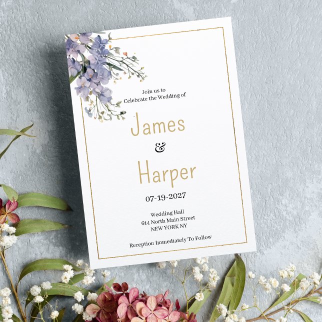 Lavender blue summer wildflower Wedding Invitation (Lavender blue summer wildflower Wedding )