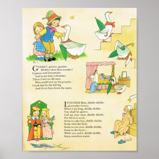 Lavender Blue Vintage Nursery Rhyme Poster Zazzle Lavender Blue Vintage Nursery Rhyme Poster