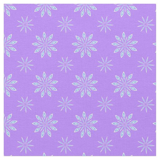 Lavender Blue White Star Snowflake Pattern Fabric