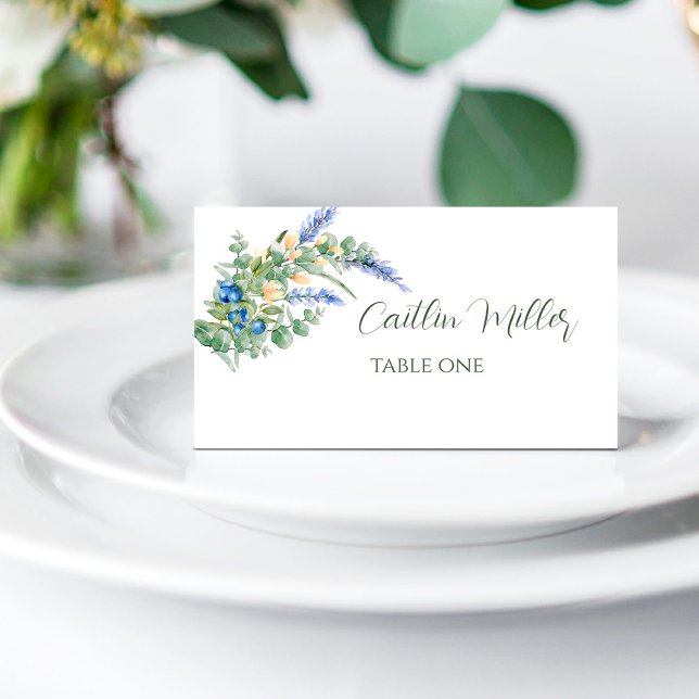 Lavender Blueberry Rustic Wedding Place Card (Creator Uploaded)