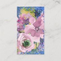 Lavender Blues Watercolor Floral Glitter