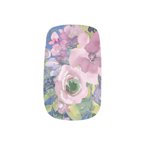 Lavender Blues Watercolor Floral Minx Nail Art