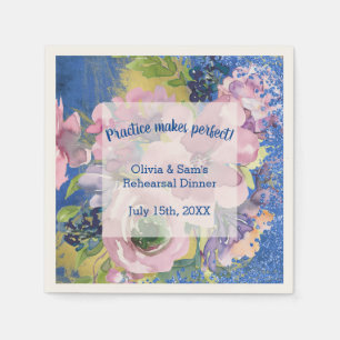 Lavender Blues Watercolor Floral Rehearsal Dinner Napkins