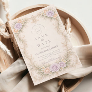 Lavender Blush Baroque Garden Wedding Save The Date
