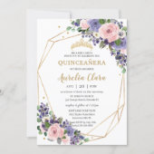 Lavender Blush Floral Geometric 16th Quinceañera  Invitation (Front)