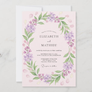 Lavender Blush Foliage Eucalyptus Wedding Invitation