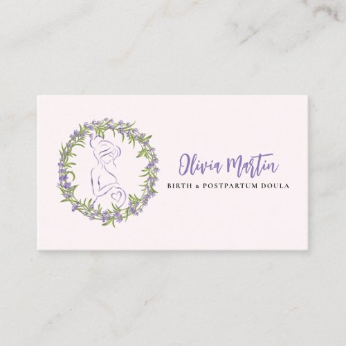 Lavender  Blush Modern Birth  Postpartum Doula Business Card