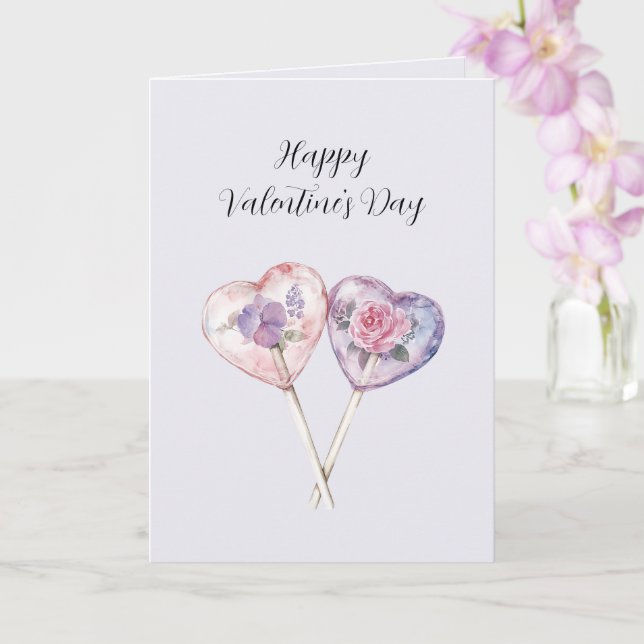 Lavender Blush Pink Floral Heart Valentine's Day Card (Orchid)