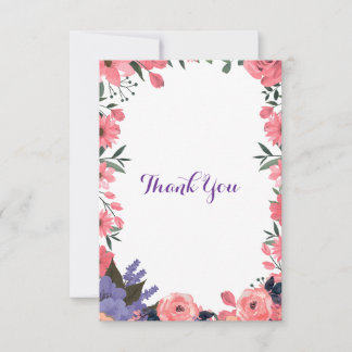 Lavender & Blush Pink Floral Wedding Thank You Car Card