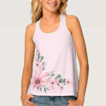 Lavender Blush, Pink Floral Women's Tank Top