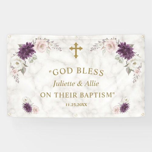 Lavender Blush Pink Flowers Baptism Welcome Sign