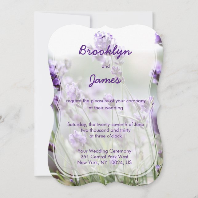 Lavender Bohemian Wedding Invitations Bracket (Front)