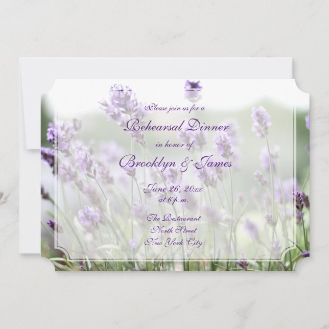 Lavender Bohemian Wedding Rehearsal Invites Ticket (Front)