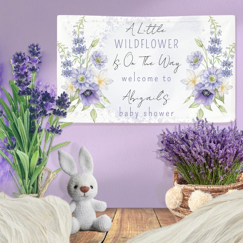 Lavender Boho A Little Wildflower Baby Shower Banner