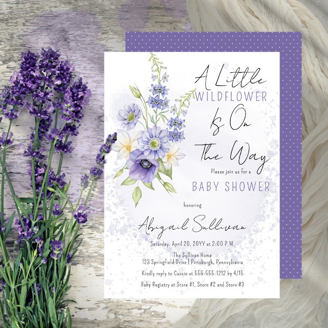 Lavender Boho A Little Wildflower Baby Shower Invitation (Creator Uploaded)