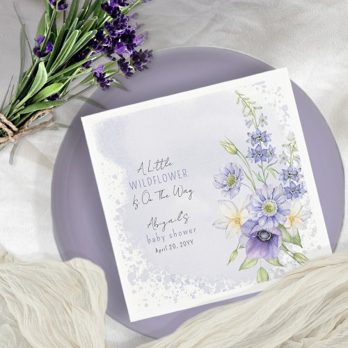 Lavender Boho A Little Wildflower Baby Shower Napkins