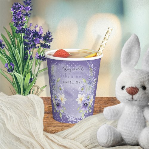 Lavender Boho A Little Wildflower Baby Shower Paper Cups