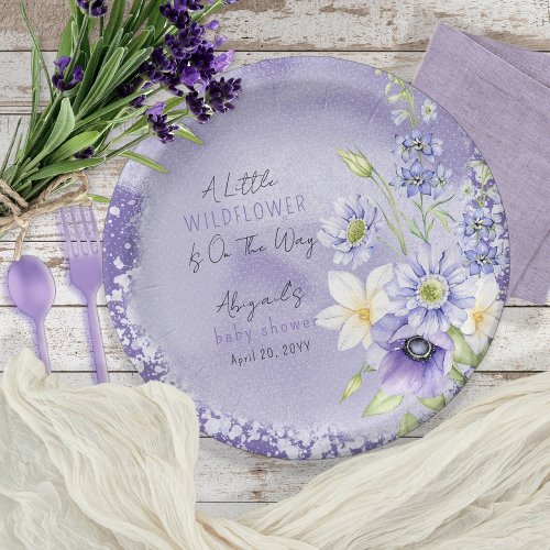 Lavender Boho A Little Wildflower Baby Shower Paper Plates