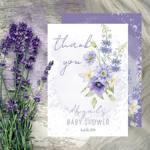 Lavender Boho A Little Wildflower Baby Shower Thank You Card