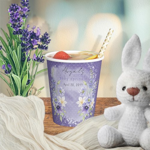 Lavender Boho A Little Wildflower Baby Sprinkle Paper Cups