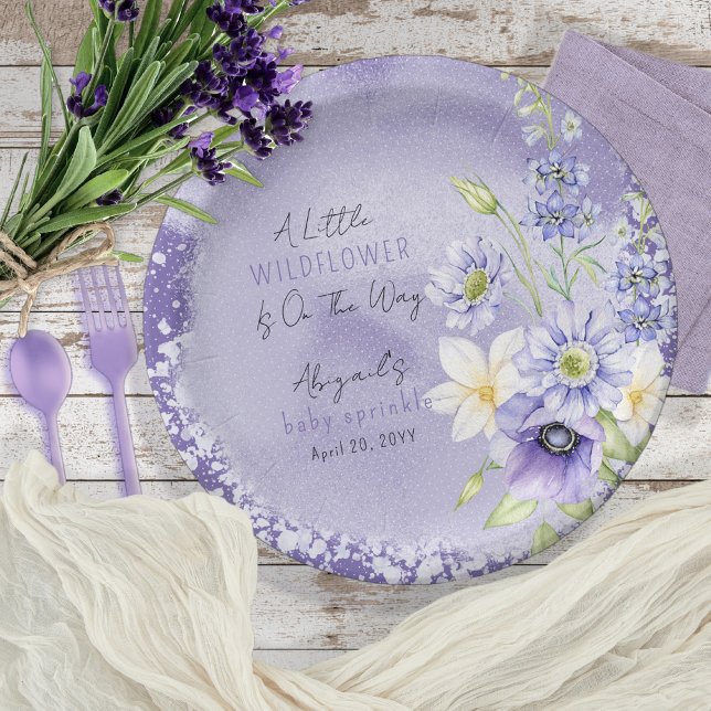 Lavender Boho A Little Wildflower Baby Sprinkle Paper Plates (Creator Uploaded)