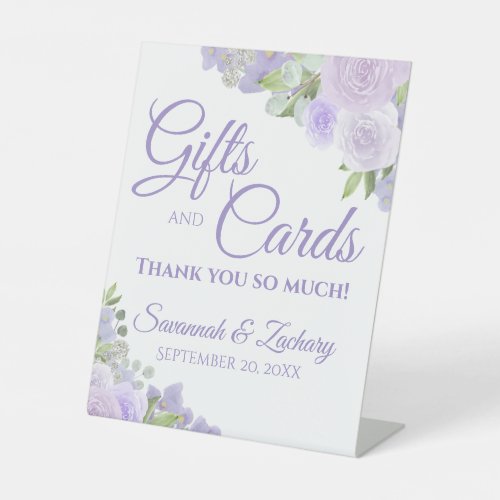 Lavender Boho Floral Elegant Wedding Gifts  Cards Pedestal Sign