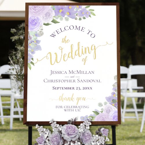 Lavender Boho Floral Elegant Wedding Welcome Foil Prints