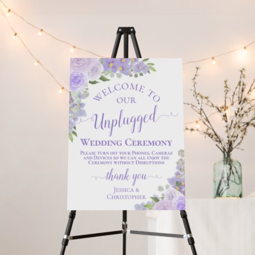 Lavender Boho Floral Unplugged Wedding Ceremony Foam Board