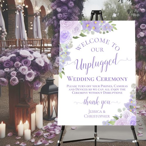 Lavender Boho Floral Unplugged Wedding Ceremony Foam Board
