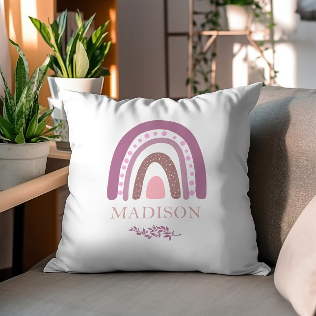 Lavender Boho Rainbow Personalized Throw Pillow (Creator Uploaded)