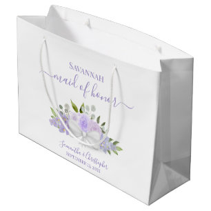 Lavender Boho Roses Bouquet Wedding Maid of Honor Large Gift Bag